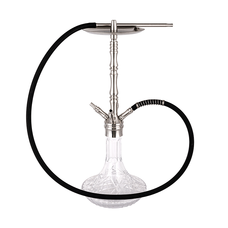 รูปแบบโปร่งใสแก้วเงินสแตนเลสสี่หลุมHookah 64cm-1