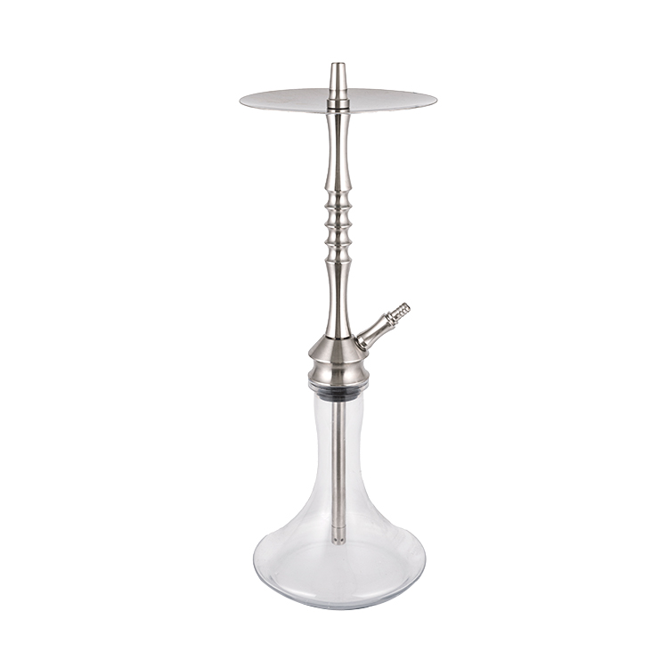 แก้วใส สีเงิน Stainless Steel Metal Tube-2 Single Hole Hookah 68ซม